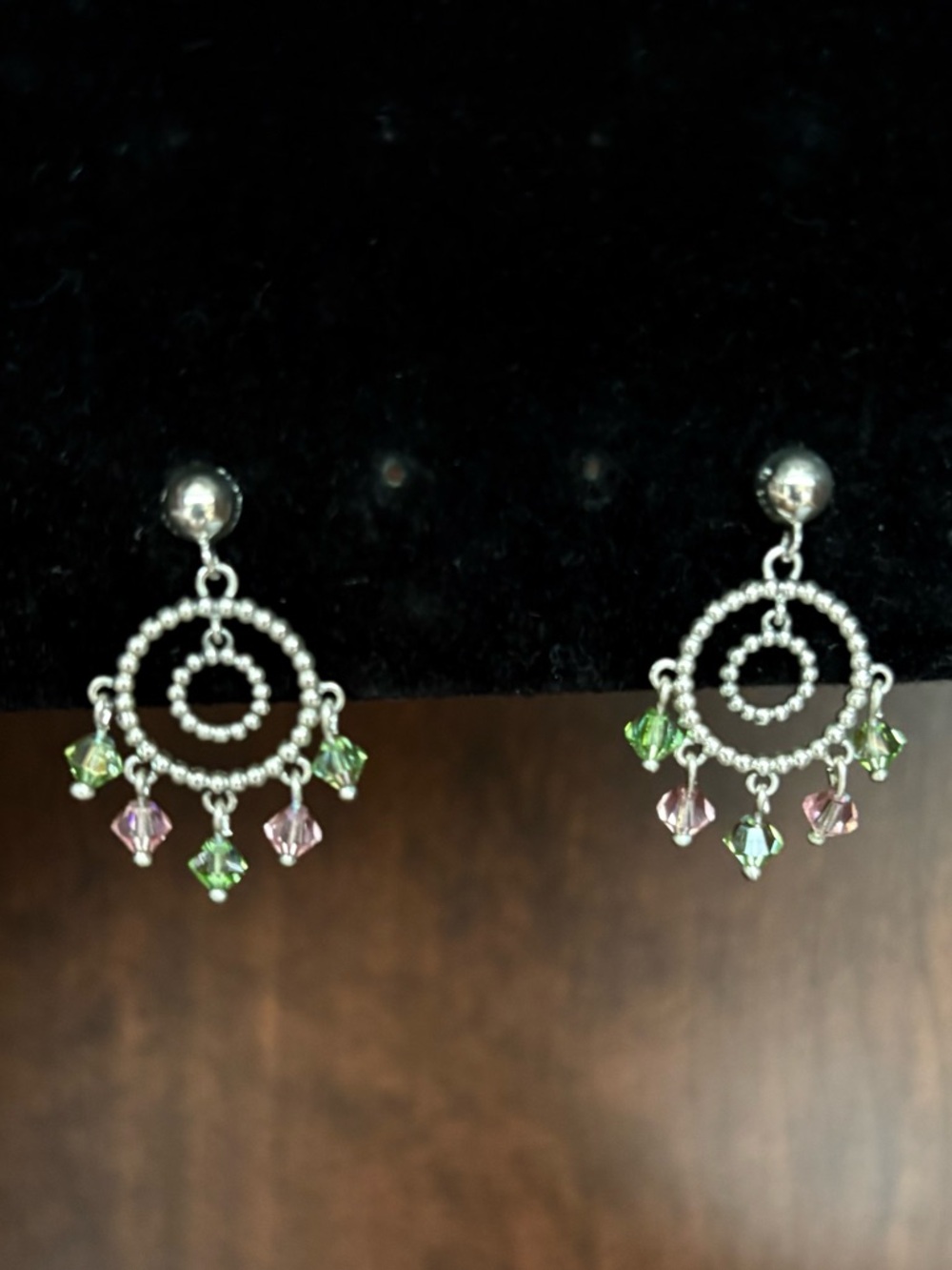 Elyse Ryan Sterling Silver Swarovski Crystal Beaded Hoop Pierced Earrings❣️
